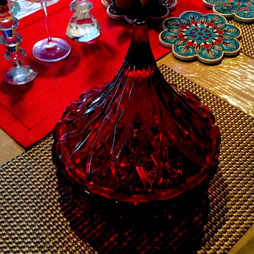 Huge Godinger Red Heavy Crystal Candy Dish NeverUsed - Picture 3 of 5